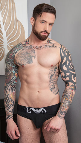 Hot tattooed Jordan Levine in Emporio Armani underwear