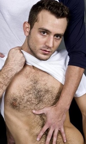 Hairy chested guy gets rubbed by a smooth twink