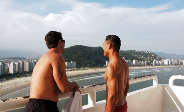 Marcello and Rocardo enjoy the view from the balcony
