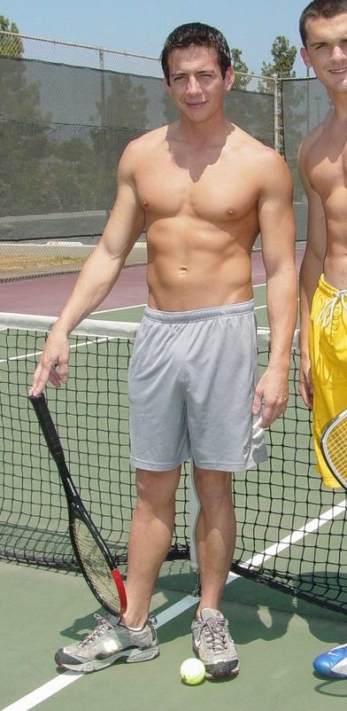 Hot smooth jocks play tennis shirtless