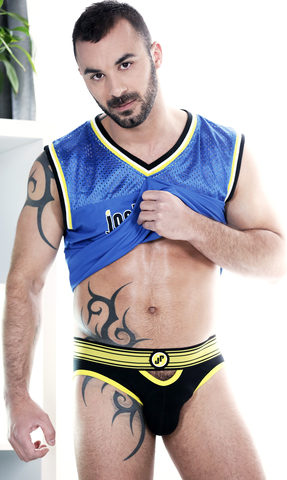 Bearded and tattooed Xavi Duran