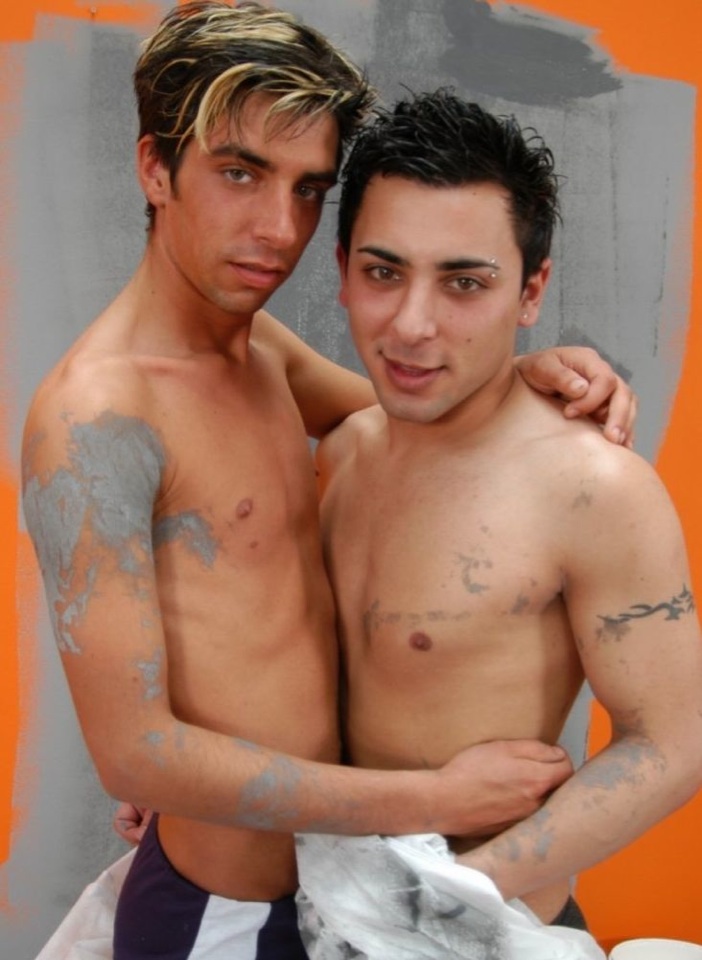 Sexy shirtless painter boys