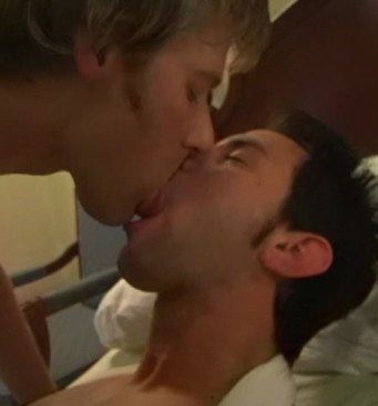 Young guys kissing
