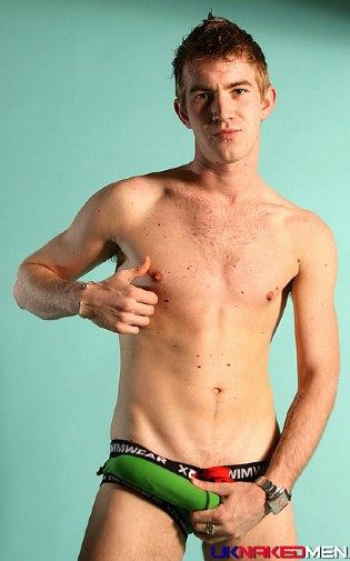 Hot skinny guy showing his hardon through his underwear