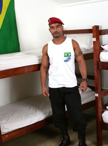 Hot Brazillian soldier in the bunk room